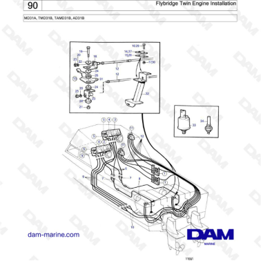 Volvo Penta MD31 / TMD31 / AD31 / TAMD31 - Flybridge twin engine installation