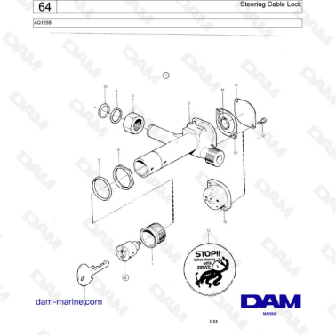 Volvo Penta AQ125 - Steering cable lock
