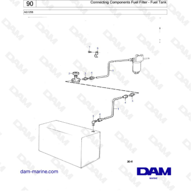 Volvo Penta AQ125 - Connecting components Fuel filter - Fuel tank