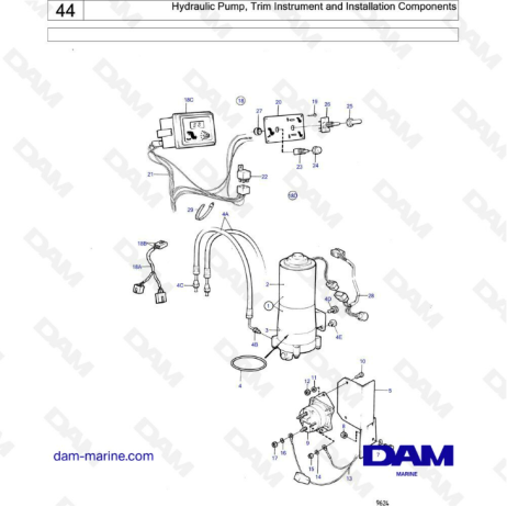 Volvo Penta AQ145 - Hydraulic pump, trim instrument & installation