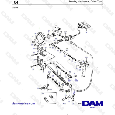 Volvo Penta AQ145 - Steering mechanism, cable type