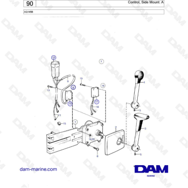 Volvo Penta AQ145B - Control, Side mount