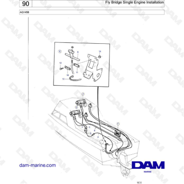 Volvo Penta AQ145B - Fly bridge single engine installation