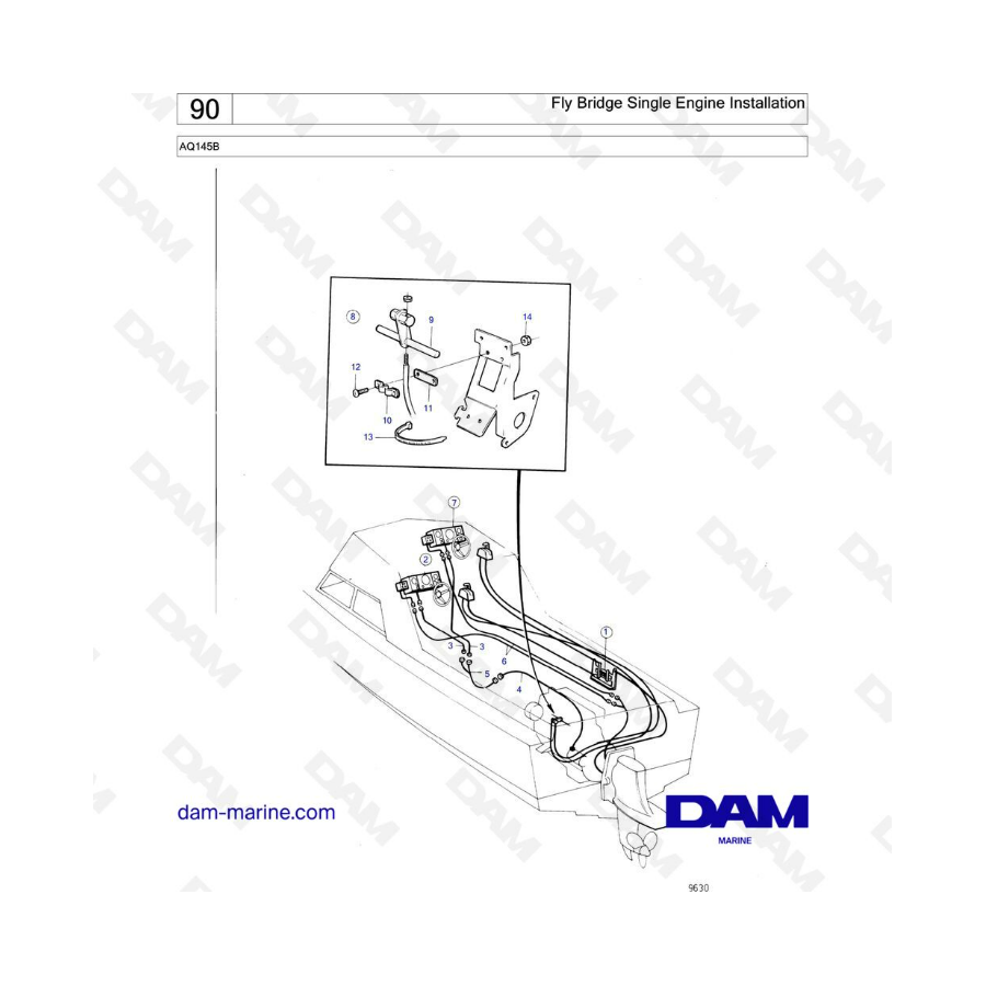 Volvo Penta AQ145B - Instalación de un solo motor en flybridge