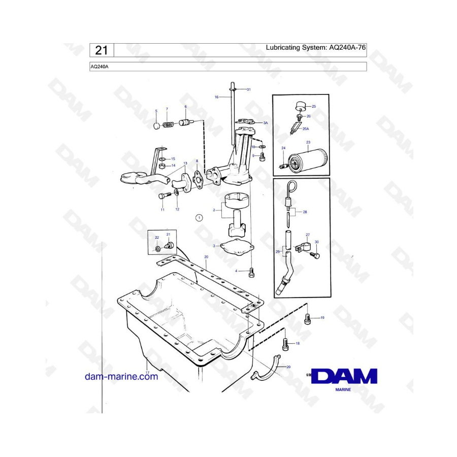 Volvo Penta AQ240 - Sistema de lubricación 
