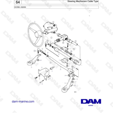 Volvo Penta AQ190 / AQ240 - Steering mechanism cable type
