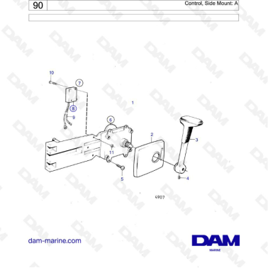 Volvo Penta AQ190 / AQ240 - Control, side mount