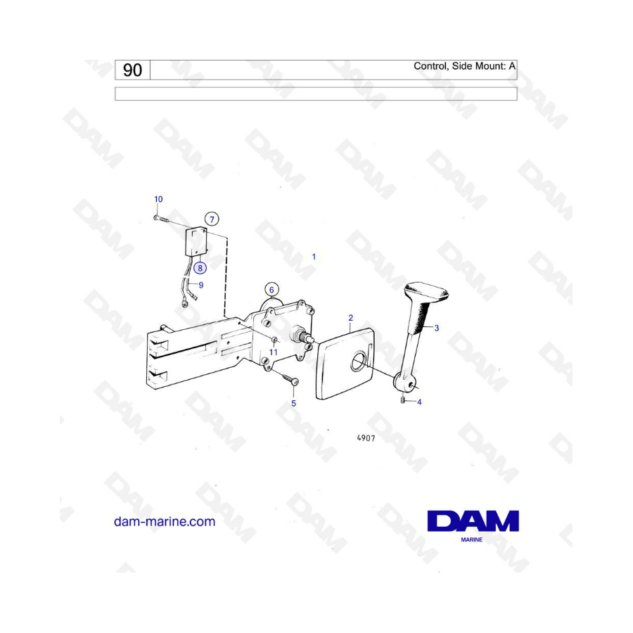 Volvo Penta AQ190 / AQ240 - Control, side mount