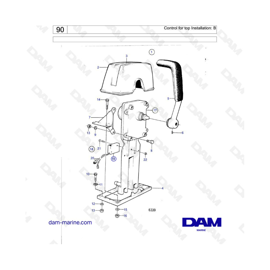 Volvo Penta AQ190 / AQ240 - Control for top installation : B