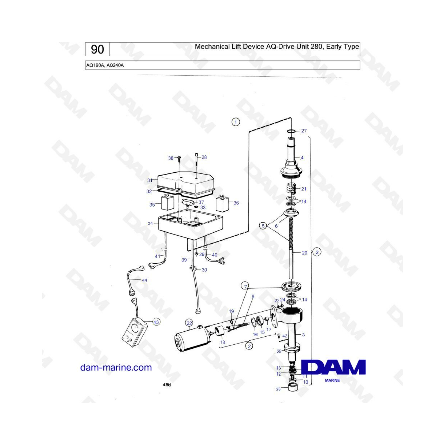Volvo Penta AQ190 / AQ240 - Dispositivo de elevación mecánico 