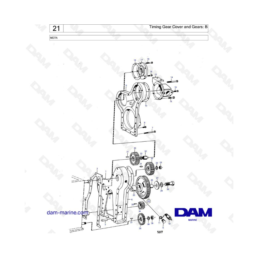 Volvo Penta MD7 - Timing gear cover & gears