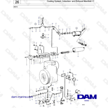Volvo Penta MD7 - Cooling system, induction & exhaust manifold