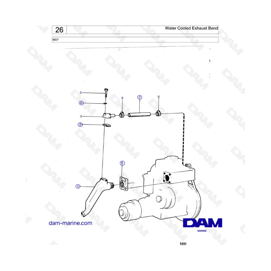 Volvo Penta MD7 - Water cooled exhaust bend