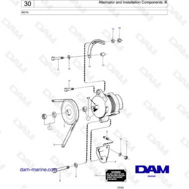 Volvo Penta MD7 - Alternator & installation components