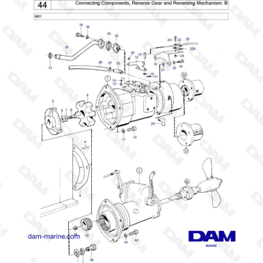 Volvo Penta MD7 - Connecting components, reverse gear & reversing mechanism