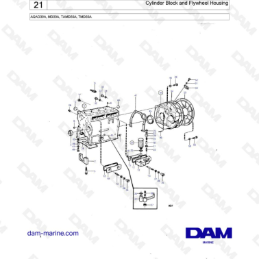 Volvo Penta AQAD30A / MD30A / TAMD30A / TMD30A - Cylinder block & flywheel housing