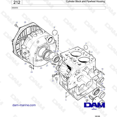 Volvo Penta MD2010B - Cylinder block & flywheel housing