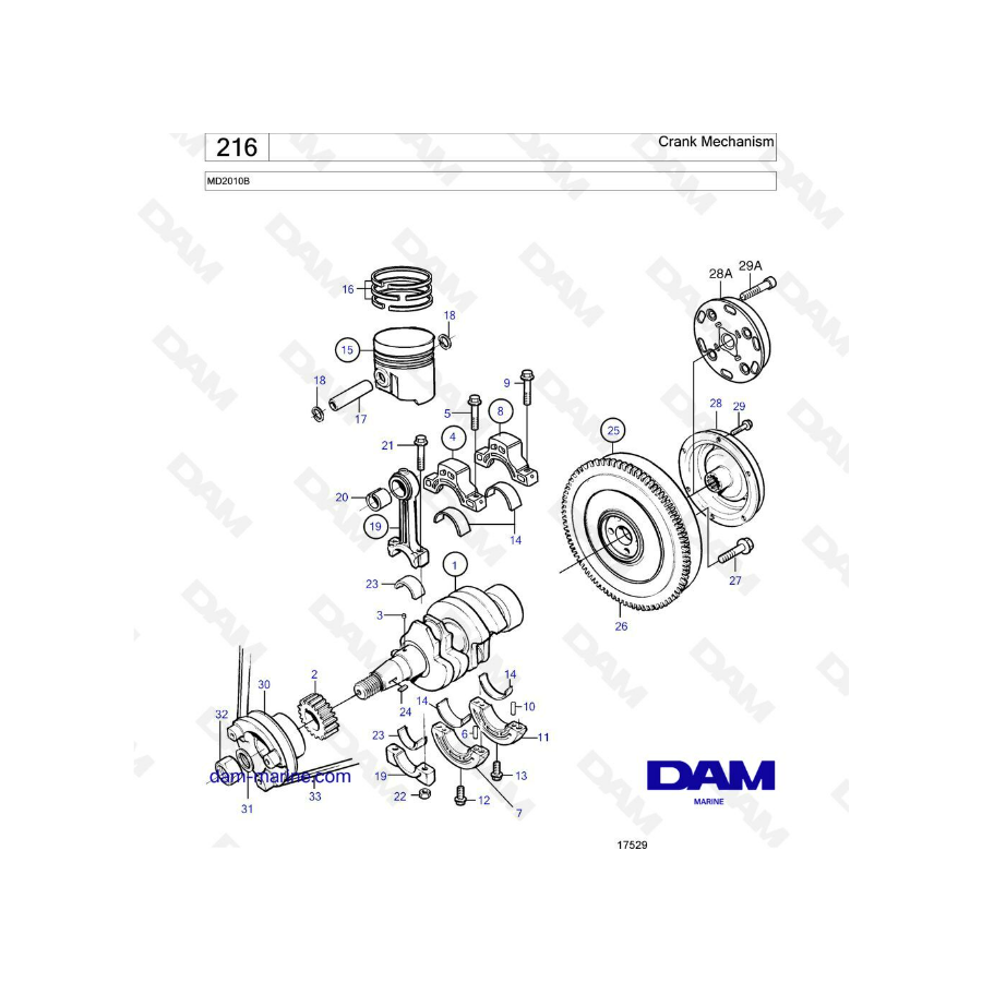 Volvo Penta MD2010B - Crank mechanism 