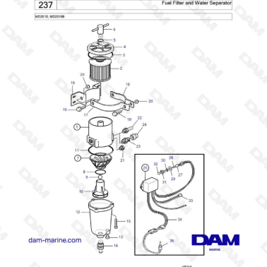 Volvo Penta MD2010 - Fuel filter & water separator