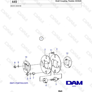Volvo Penta MD2010 - Shaft coupling, flexible