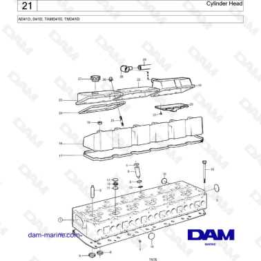 Volvo Penta AD41D / D41D/ TAMD41D / TMD41D - Cylinder head