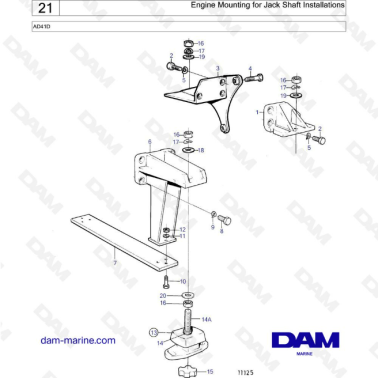 Volvo Penta AD41D - Engine mounting for Jack shaft installations