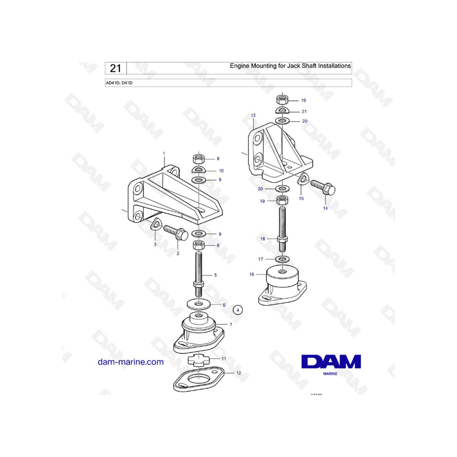 Volvo Penta AD41D / D41D - Soporte de motor para instalaciones de eje intermedio 