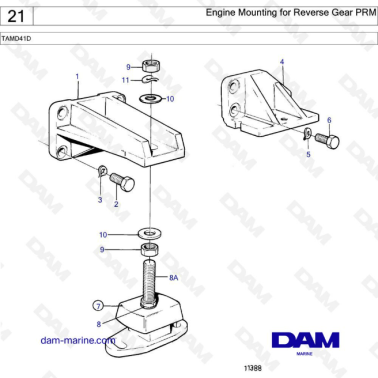 Volvo Penta TAMD41D - Engine mounting for reverse gear