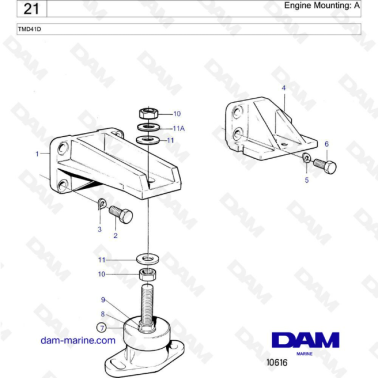 Volvo Penta TMD41D - Engine mounting