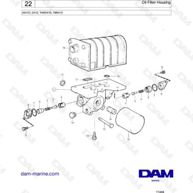 Volvo Penta AD41D / D41D / TAMD41D / TMD41D - Oil filter housing