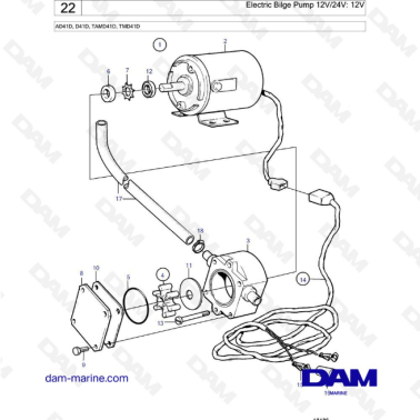 Volvo Penta AD41D / D41D / TAMD41D / TMD41D - Electric bilge pump