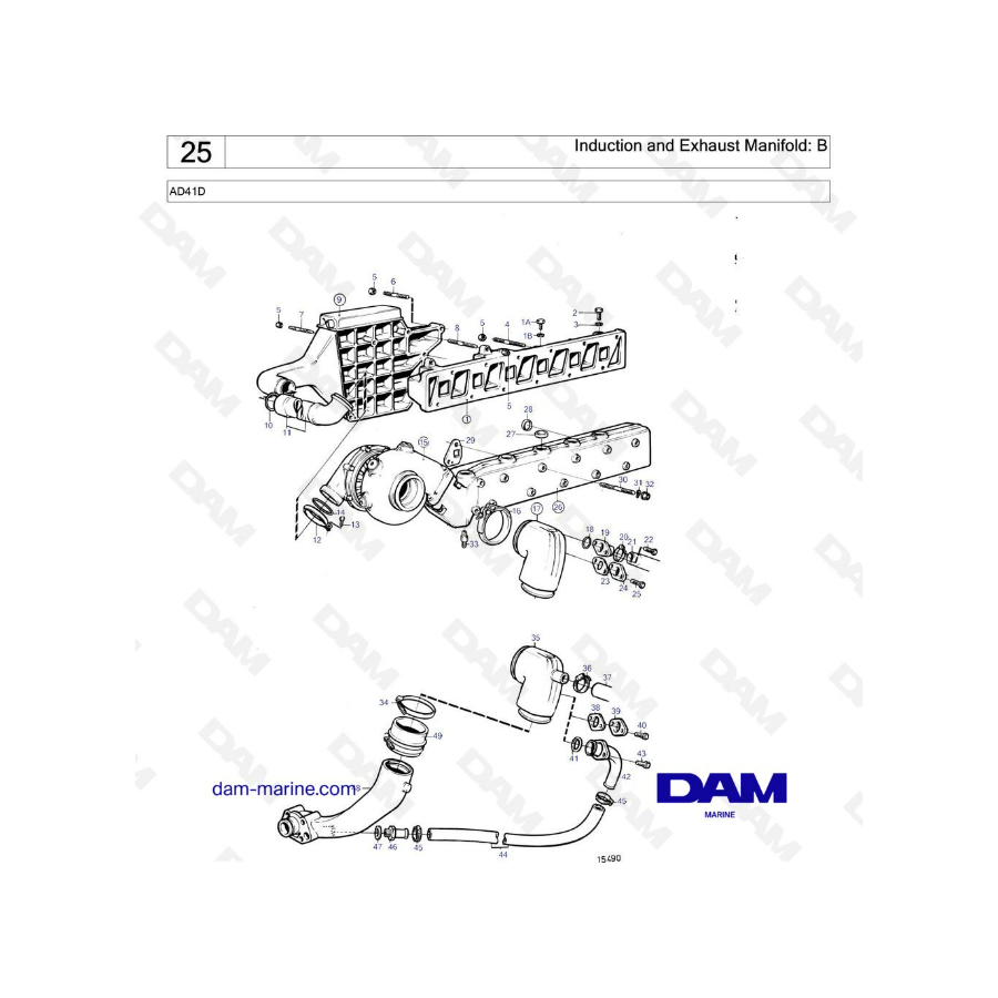 Volvo Penta AD41D - Induction & exhaust manifold