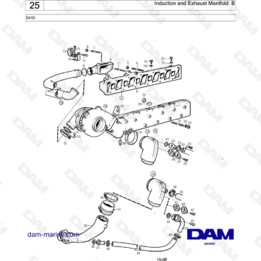 Volvo Penta D41D - Induction & exhaust manifold