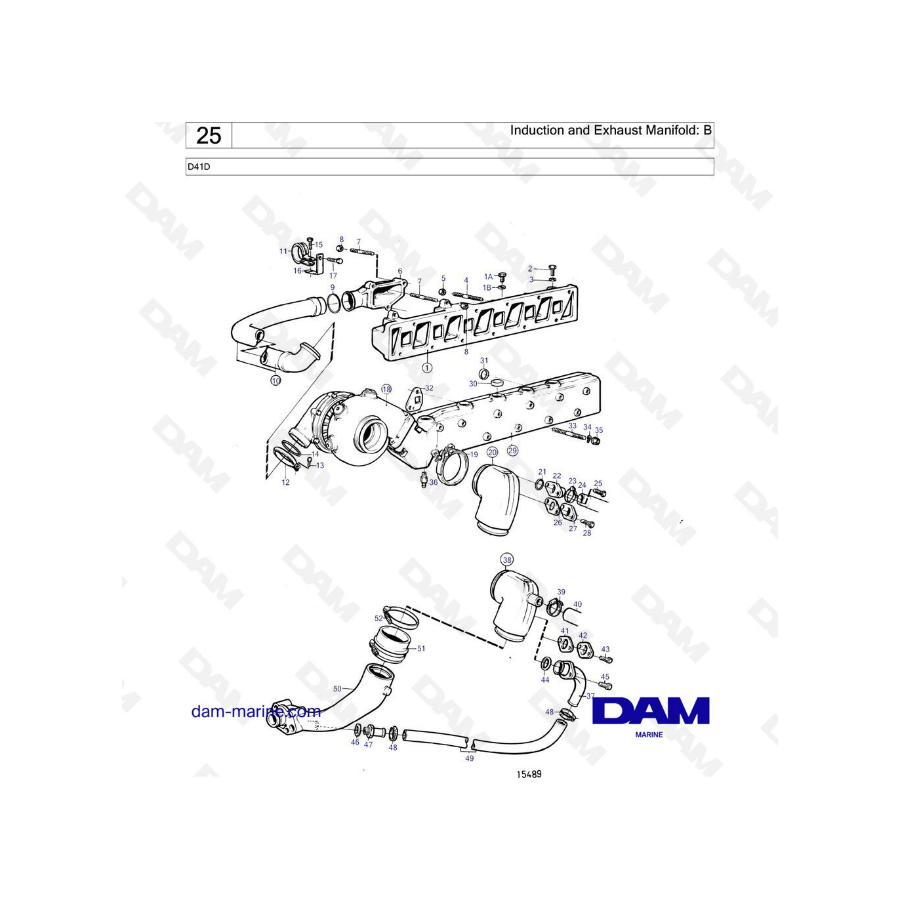 Volvo Penta D41D - Induction & exhaust manifold 