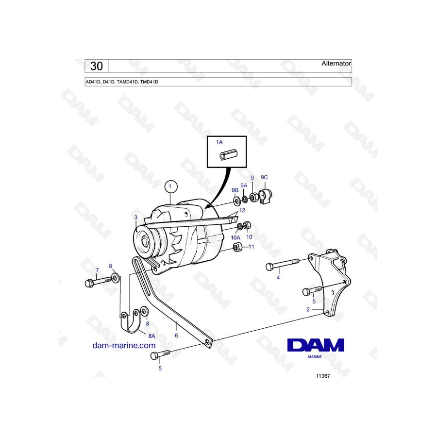  Alternador Volvo Penta AD41D / D41D / TAMD41D / TMD41D