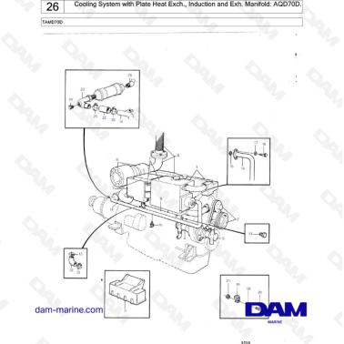 Volvo Penta TAMD70D - Cooling System with Plate Heat Exch., Induction and Exh. Manifold: AQD70D.