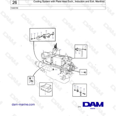 Volvo Penta TAMD70E - Cooling System with Plate Heat Exch., Induction and Exh. Manifold