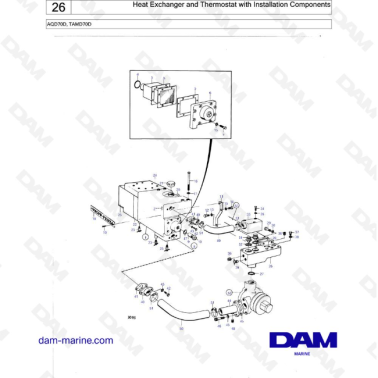 Volvo Penta TAMD70D - Heat Exchanger and Thermostat with Installation Components