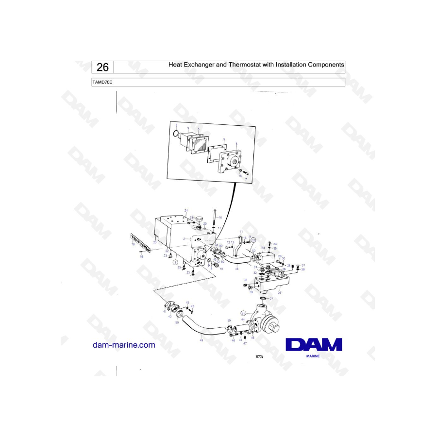 Volvo Penta TAMDE - Heat Exchanger and Thermostat with Installation Components