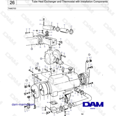 Volvo Penta TAMD70D - Tube Heat Exhanger and Thermostat with Installation Components