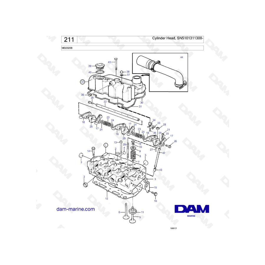 Volvo Penta MD2020B - Cylinder Head, SN5101311300-