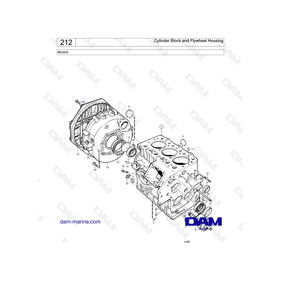 Volvo Penta MD2020 - Cylinder block & flywheel housing