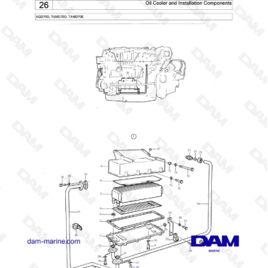 Volvo Penta TAMMD70D / TAMD70E - Oil Cooler end Installation Components
