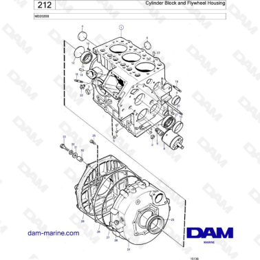 Volvo Penta MD2020B - Cylinder block & flywheel housing