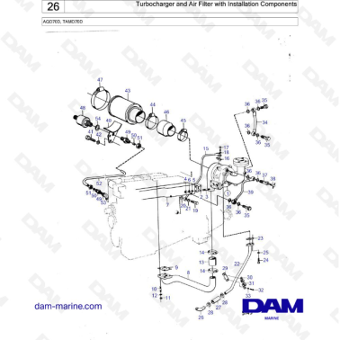Volvo Penta TAMD70D - Turbocharger and Air Filter with Installation Components