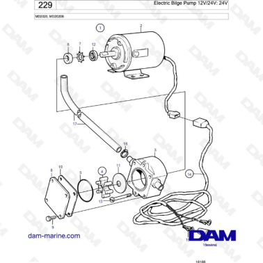 Volvo Penta MD2020B - Electric bilge pump, 12V/24V