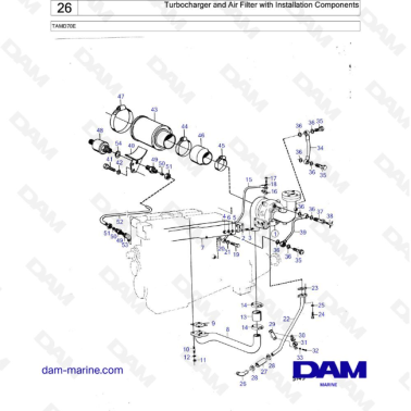 Volvo Penta TAMD70E - Turbocharger and air Filter with Installation Components