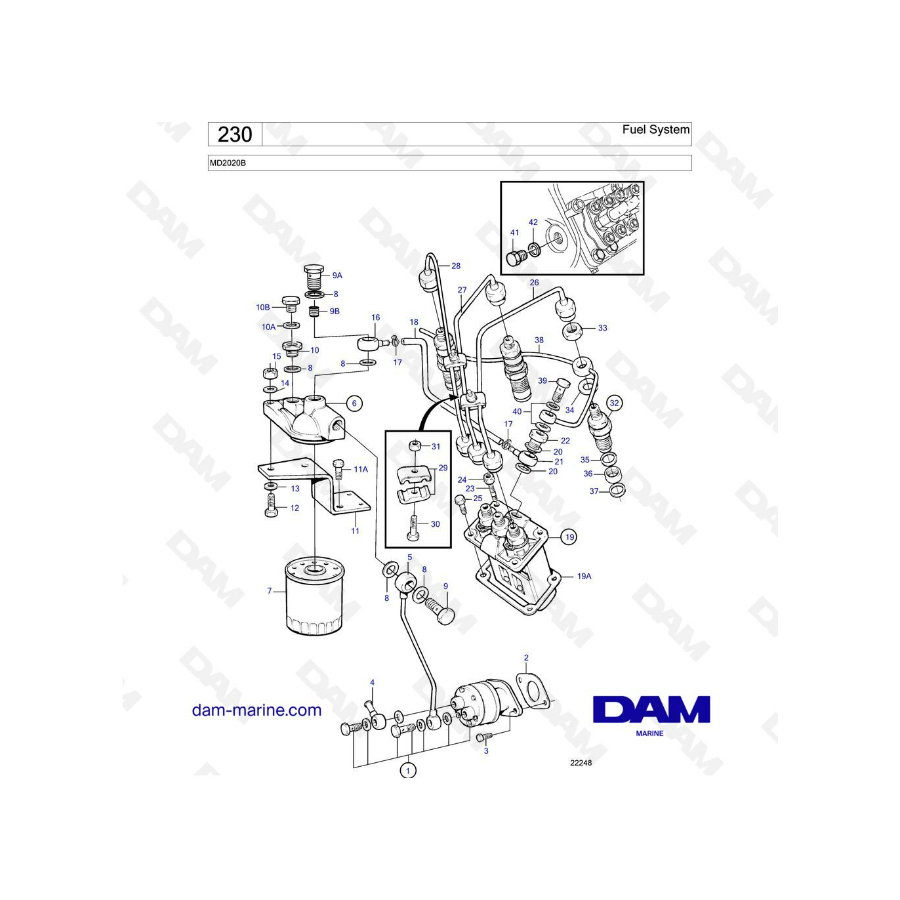 Volvo Penta MD2020B - Sistema de combustible 