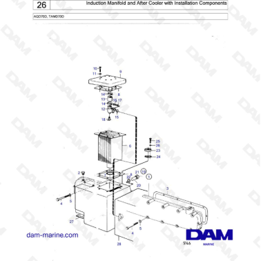 Volvo Penta TAMD0D - Induction Manifold and After Cooler with Installation Components
