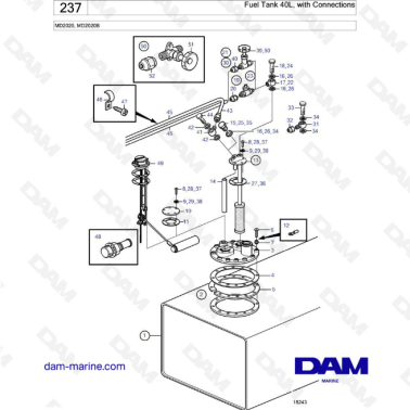 Volvo Penta MD2020B - Fuel tank 40L With connections